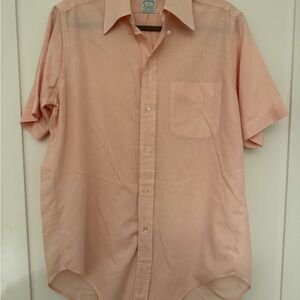 Vintage Brooks Brothers Brooksweave Shirt Mens 15 1/2 Pink Short Sleeve